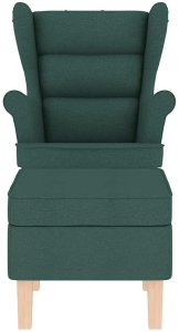 vidaXL Fotel bujany z podnóżkiem, ciemnozielony, tkanina 4