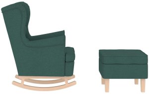 vidaXL Fotel bujany z podnóżkiem, ciemnozielony, tkanina 5