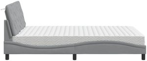 vidaXL Łóżko z materacem, jasnoszare, 140x190 cm, obite tkaniną 6