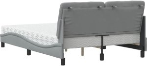 vidaXL Łóżko z materacem, jasnoszare, 140x190 cm, obite tkaniną 7