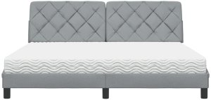 vidaXL Łóżko z materacem, jasnoszare, 180x200 cm, tkanina 5