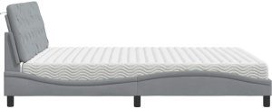 vidaXL Łóżko z materacem, jasnoszare, 180x200 cm, tkanina 6