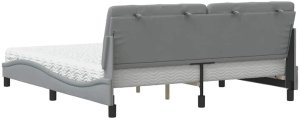 vidaXL Łóżko z materacem, jasnoszare, 180x200 cm, tkanina 7