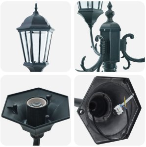 Słup ogrodowy 3-lampowy E27 Zielony 220 cm Aluminium 5