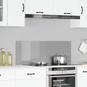 Płytka Backsplash do Kuchni Jasnoszara 110x40x0,6 cm Szklana Hartowana 1