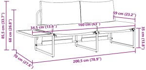 vidaXL Sofa ogrodowa 2-osobowa z jasnoszarymi poduszkami 12