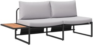 vidaXL Sofa ogrodowa 2-osobowa z jasnoszarymi poduszkami 2