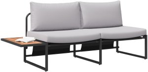vidaXL Sofa ogrodowa 2-osobowa z jasnoszarymi poduszkami 3