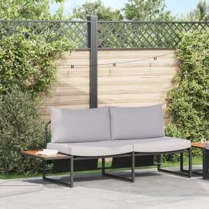 vidaXL Sofa ogrodowa 2-osobowa z jasnoszarymi poduszkami 4