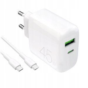 Ładowarka Puro Daily Prolite 45W USB-C USB-A Power Delivery z kablem USB-C - biała 1