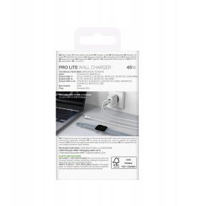 Ładowarka Puro Daily Prolite 45W USB-C USB-A Power Delivery z kablem USB-C - biała 3