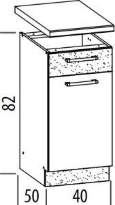 Szafka dolna kuchenna z szufladą MODENA MD13/D40S1 biały połysk / grafit 2