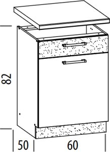 Szafka dolna kuchenna z szufladą MODENA MD16/D60S1 buk / biały połysk 2