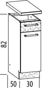Szafka dolna kuchenna z szufladą MODENA MD12/D30S1 buk / biały połysk 2