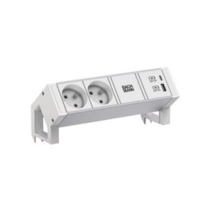 BACHMANN DESK2 ALU WHITE 2xUTE 1xUSB A/C 22W 0,2m GST18 1