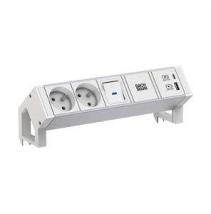 BACHMANN DESK2 ALU WHITE 2xUTE 1xUSB A/C 22W 1xswitch 0.2m 1