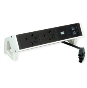 BACHMANN DESK2 2xUK 1xUSB A/C 22W, 0,2m GST18 RAL9010 Wielka Brytania 1