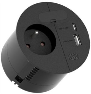 BACHMANN LOOP IN CHARGE UTE USB A/C22W, przewód zasilający 2,0 m H05VV-F3G1,5 mm z otworem przelotowym 1