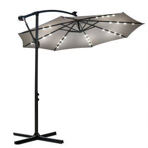 DUŻY PARASOL OGRODOWY ZE ŚWIATEŁKAMI SOLARNYMI LED 1