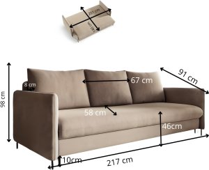 SOFA BELISSA kanapa z funkcja spania z pojemnikiem 6