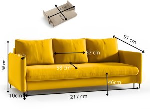 SOFA BELISSA kanapa z funkcja spania z pojemnikiem 6