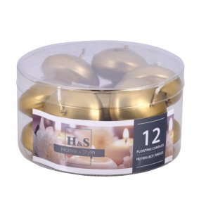 Świeca pływająca pastylka DONAU HOME, lakierowana, 48x28 mm, 12 szt., złota 2