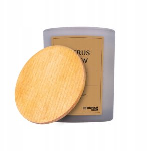 Świeca sojowa DONAU HOME, w szarym szkle, drewniana pokrywa i knot, Citrus Glow, 200g 2