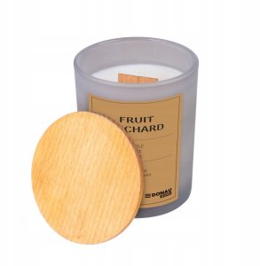 Świeca sojowa DONAU HOME, w szarym szkle, drewniana pokrywa i knot, Fruit Orchard, 200g 3