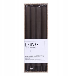 Świeca stołowa długa ryflowana DONAU HOME, 25x300 mm, 4 szt., brązowa 2