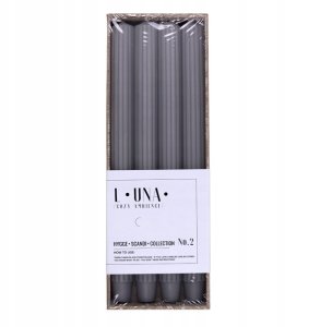 Świeca stołowa długa ryflowana DONAU HOME, 25x300 mm, 4 szt., szara 2