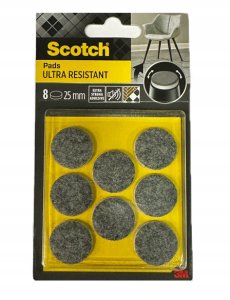 Ultra odporne podkładki filcowe SCOTCH, okrągłe, 25mm, 8 szt., czarno-białe 2