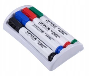 Zestaw 4 markerów z gąbką magnetyczną OFFICE PRODUCTS, do tablic suchościeralnych, mix kolorów 1