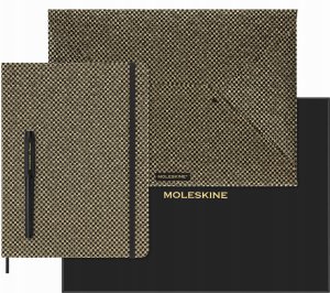 Zestaw kolekcjonerski MOLESKINE Shine, teczka + pióro wieczne Kaweco + notes w linie, metaliczny złoty 1
