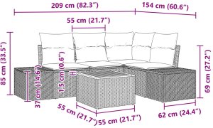 vidaXL Zestaw sof ogrodowych 5 sztuk Czarny 9