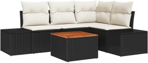 vidaXL Zestaw kanap ogrodowych 5 części Czarny i kremowy 2