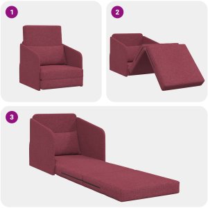 vidaXL Sofa Burgundowa Poliester 200 x 60 x 62 cm Zdejmowane Pokrywy 10
