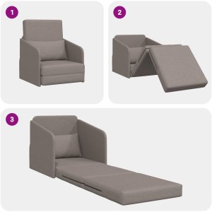 vidaXL Sofa Łóżko na Podłodze Taupe Poliester Sofa Łóżko Prostokątna 10