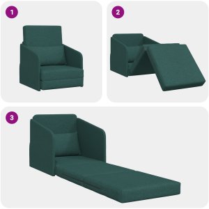 vidaXL Sofa Ciemnozielona Materiał z poliestru 200 x 60 x 62 cm Trwała 10