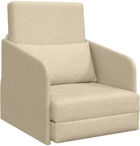 vidaXL Sofa Łóżko na Podłogę Kremowa Tkanina Średnia Trwała 2