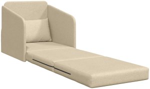 vidaXL Sofa Łóżko na Podłogę Kremowa Tkanina Średnia Trwała 4