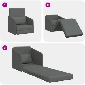 vidaXL Sofa Ciemnoszary Tkanina 200 x 60 x 62 cm Trwała 10