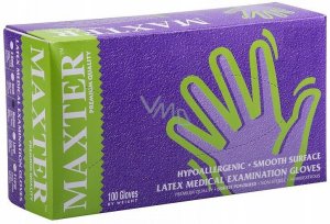 Rękawice lateksowe pudrowe MAXTER, 100 szt., L 1
