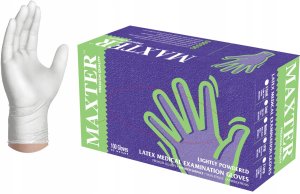 Rękawice lateksowe pudrowe MAXTER, 100 szt., XL 3