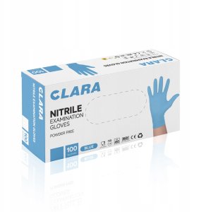 Clara Rękawice nitrylowe bezpudrowe CLARA, 100 szt., rozmiar L, niebieskie 2