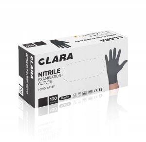 Clara Rękawice nitrylowe bezpudrowe CLARA, 100 szt., rozmiar XL, czarne 7