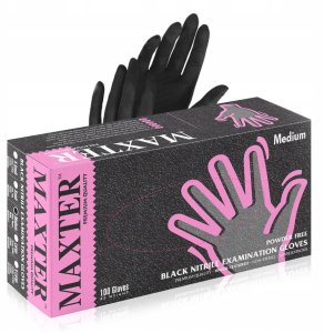 Rękawice nitrylowe bezpudrowe MAXTER, 100 szt., rozmiar M, czarne 14