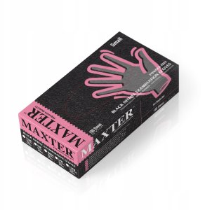 Rękawice nitrylowe bezpudrowe MAXTER, 100 szt., rozmiar M, czarne 10