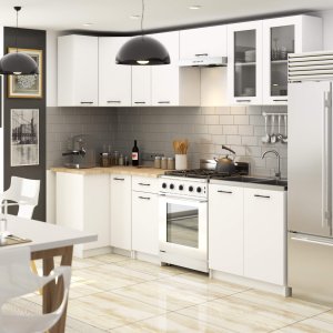 MEBLE KUCHENNE ZESTAW NAROŻNY Z WITRYNĄ OLIWIA 3M H720 BIAŁY 2