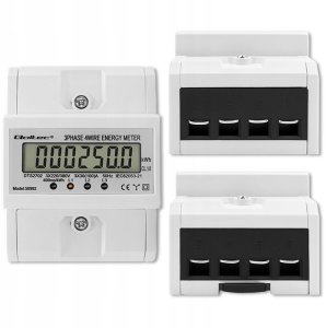 Qoltec 3-Fazowy elektroniczny licznik | miernik zużycia energii na szynę DIN | 400V | 100A | LCD | 4P 3