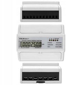Qoltec 3-Fazowy dwukierunkowy elektroniczny licznik | miernik zużycia energii na szynę DIN | 400V | 100A | LCD | 4P 3